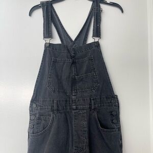 Free People Ziggy Black Denim Overalls